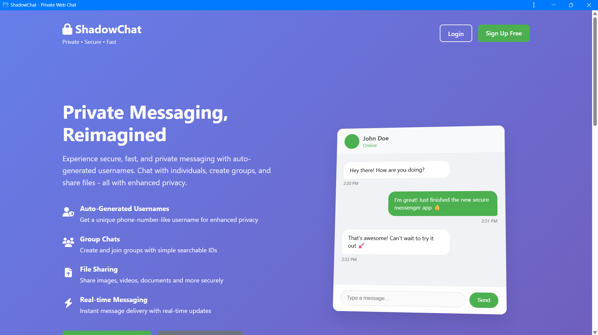 ShadowChat – Anonymous Real-Time Messaging PWA